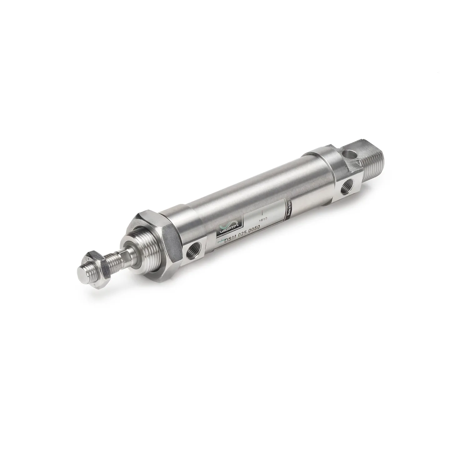 Cilindro inox ISO 6432 para ambientes agresivos Ø20 carrera 100 mm, todas las juntas Viton
