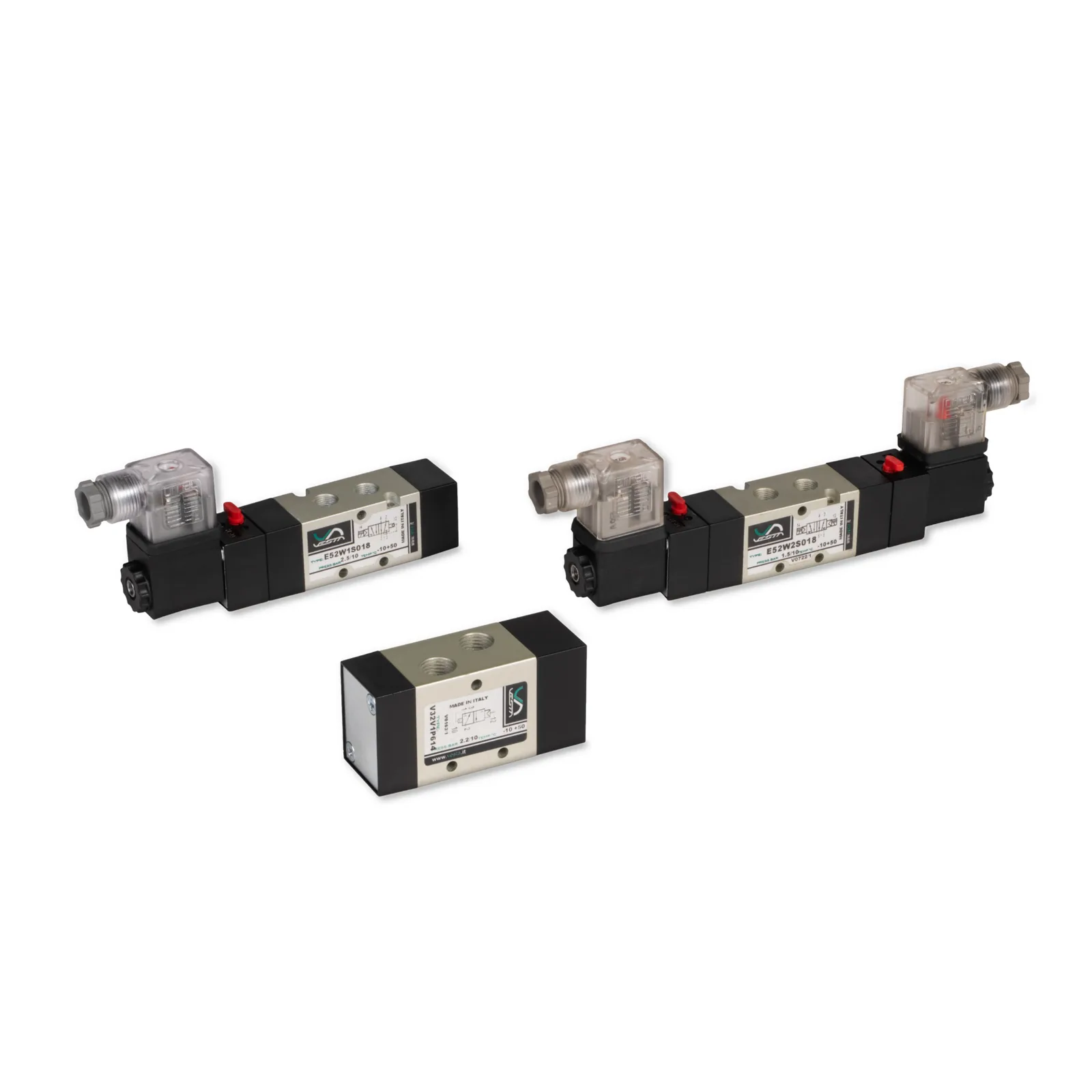 Electroválvula 5/2 monoestable retorno por muelle mecánico 1/4" serie E